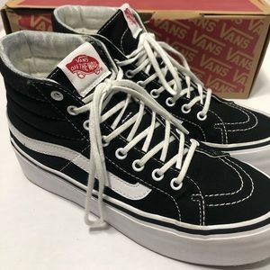 Vans SK8-HI Canvas Black/White Platform Sneakers